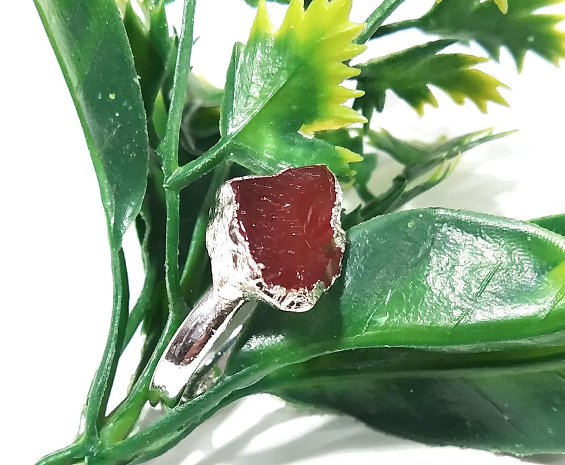 Natural Carnelian Rough Gemstone Ring, Solid 925 Sterling Silver Ring, Carnelian Stone Size 14x11mm Handmade Ring Gift Wedding Ring