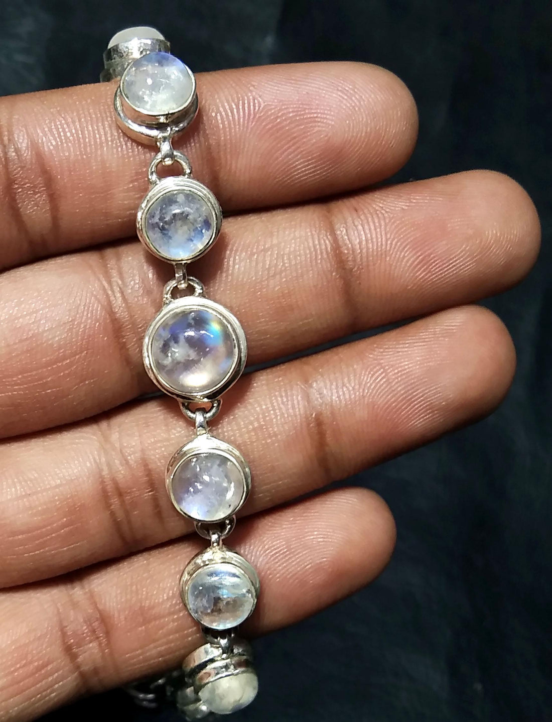 Natural Rainbow Moonstone Bracelet, Good Quality Gemstone Bracelet, 925 Sterling Silver Jewelry, Handmade Bracelet, Gift For Girls & Women.