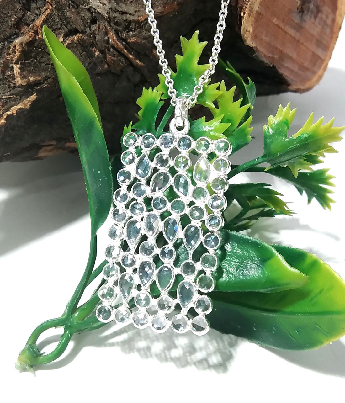 Natural White Zircon Gemstone Pendant, Amazing Design White Zircon Stone Pendant, 925 Solid Sterling Silver Pendant, For Gift Pendant