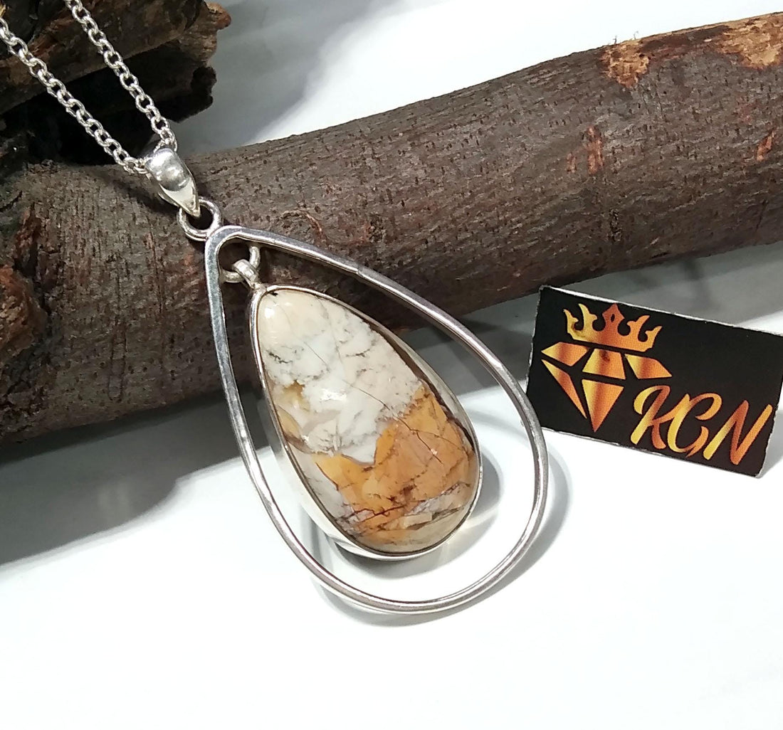 Natural Brecciated Mookaite Gemstone Pendant Chain Necklace, 925 Sterling Silver Pendant, Amazing Color Nice Design Pendant, Gift For Her