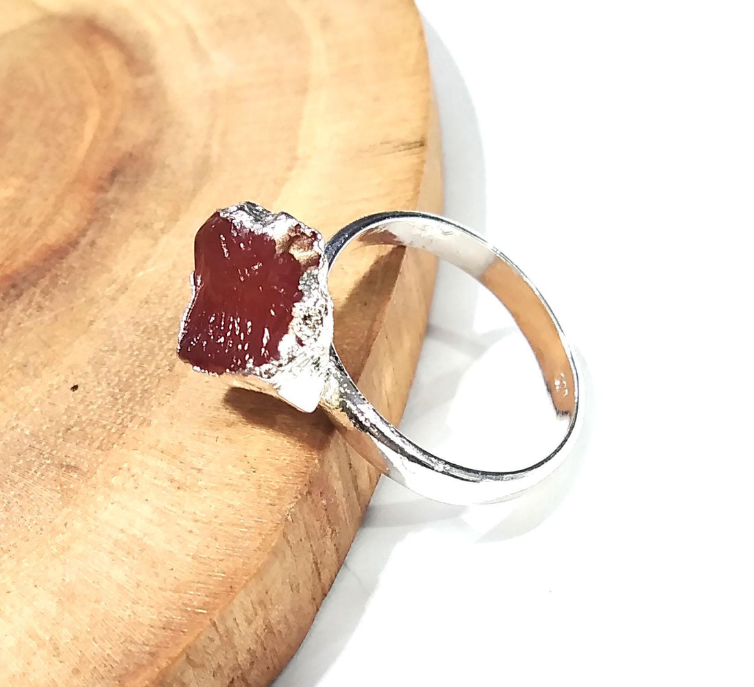 Natural Carnelian Rough Gemstone Ring, Solid 925 Sterling Silver Ring, Carnelian Stone Size 14x11mm Handmade Ring Gift Wedding Ring