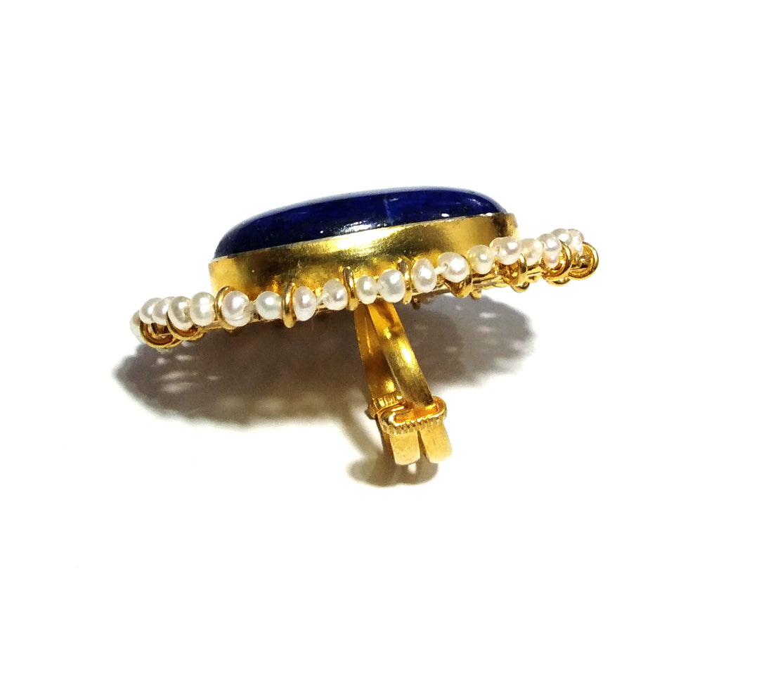 Lapis Lazuli, Fresh Water Baroque Pearl, Zircon Stone Ring, 925 Solid Starling Silver Gold Plated Ring, Stone Size 29x23mm Handmade Ring
