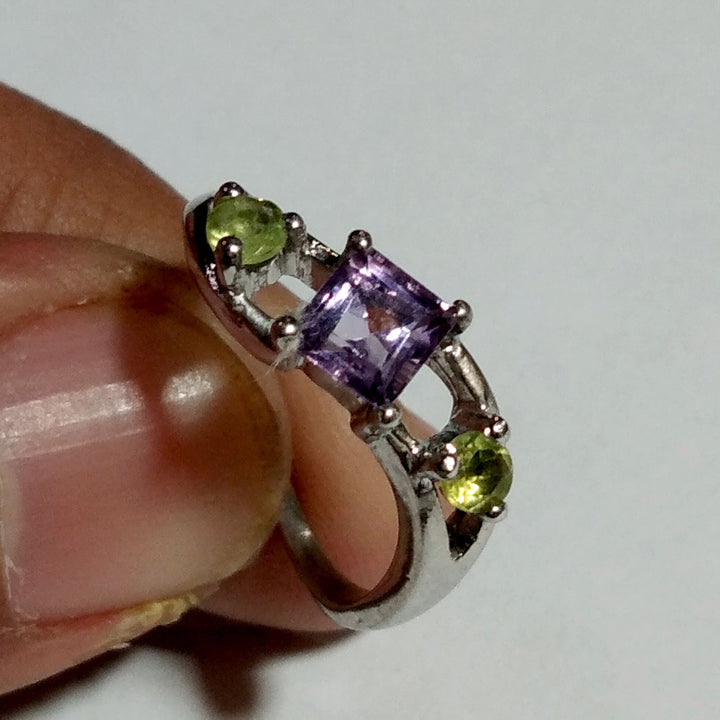 Natural Amethyst Faceted Ring, Solid 925 Starling Silver Ring Jewelry, Square Shape Stone Size 4x4 mm Top Color Purple Amethyst Ring
