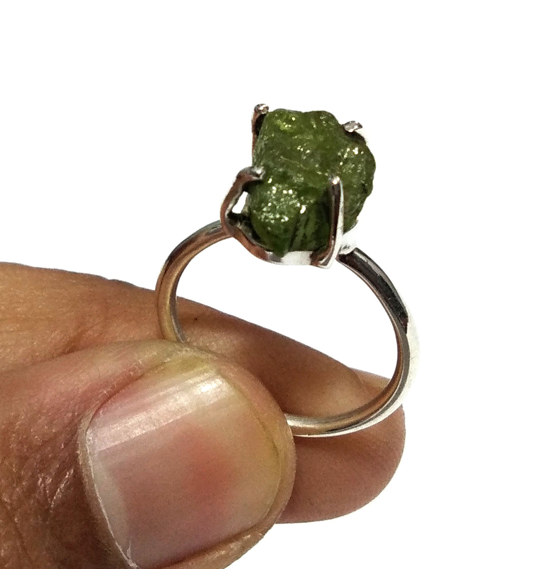 Natural Raw Peridot Rough Gemstone Ring, Solid 925 Sterling Silver Ring, Top Peridot Stone Size 12x8 mm Handmade Ring for Gift Wedding Ring
