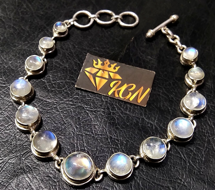 Natural Rainbow Moonstone Bracelet, Good Quality Gemstone Bracelet, 925 Sterling Silver Jewelry, Handmade Bracelet, Gift For Girls & Women.