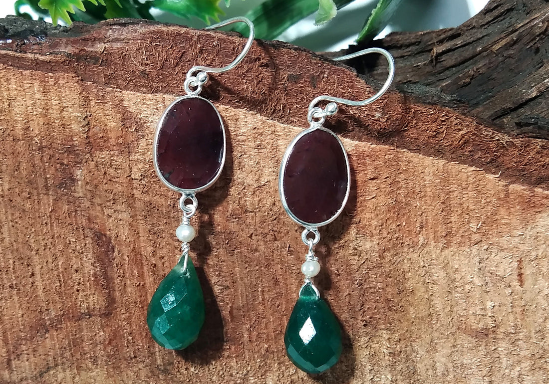 Beautiful Green Onyx & Smoky Quartz Gemstone Earring, Natural Gemstone Faceted With 925 Starling Silver Earring, Handmade Bezel Earring.