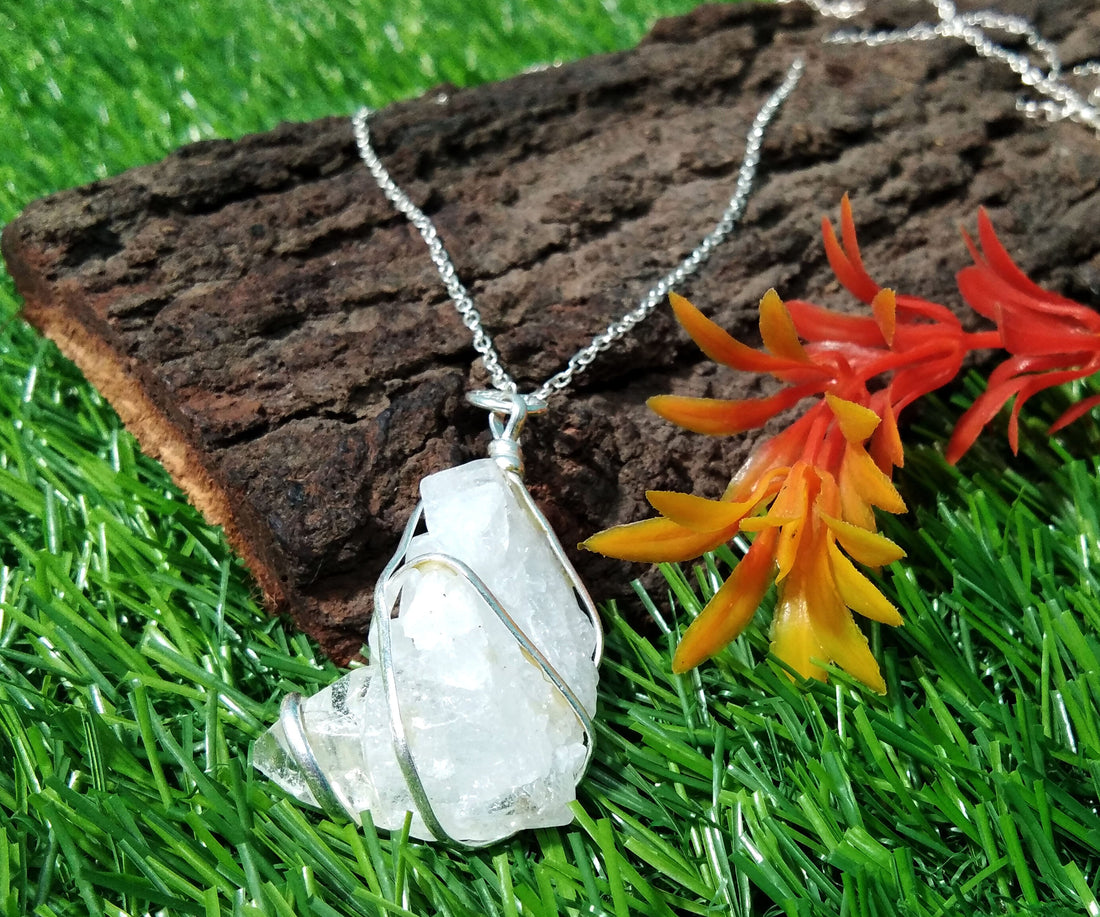 Rock Crystal Quartz Pendants Chain Necklace, 100% Natural Crystal Quartz Raw Pendant With 925 Silver Handmade Jewelry Gift For Girls & Women