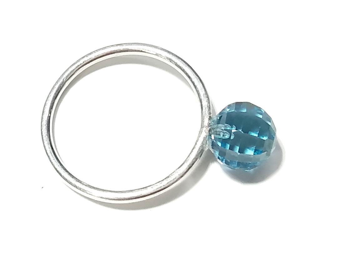 Natural Blue Topaz Faceted Ring, Gemstone Drop Shape Ring, 925 Solid Sterling Silver Jewelry, Handmade Ring, For Girls & Women Rings