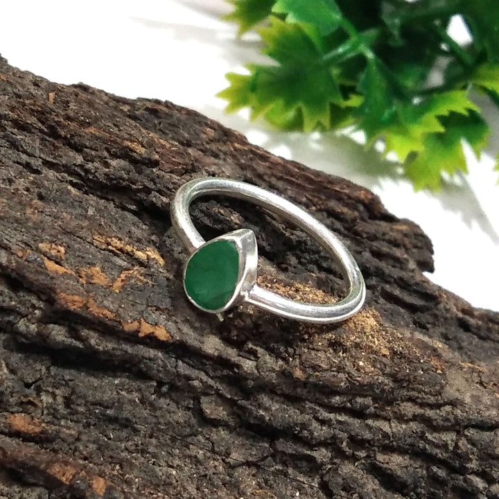 Natural Emerald Gemstone Ring, 925 Solid Starling Silver Ring, Jewelry Stone Size 7x5mm Good Color Emerald Ring Stone Promise Ring