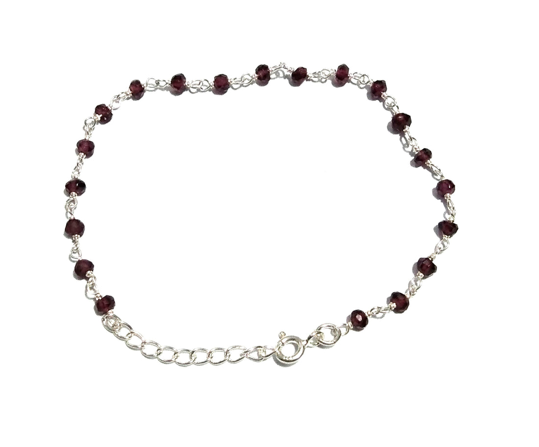 Natural Red Garnet Bracelet Stone, 925 Sterling Silver Bracelet Beaded, Garnet Bracelet, Good Color Garnet Birthstone Valentine day Bracelet
