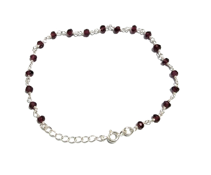 Natural Red Garnet Bracelet Stone, 925 Sterling Silver Bracelet Beaded, Garnet Bracelet, Good Color Garnet Birthstone Valentine day Bracelet