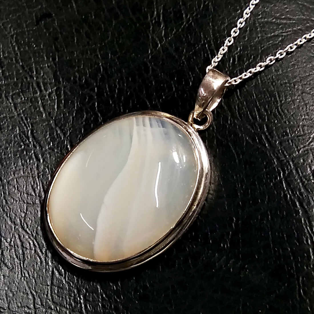 Nature Grey Agate Pendant Chain Necklace, With 925 Starling Silver Jewelry, Grey Agate handmade Pendant, Gift Easter Chain Pendant