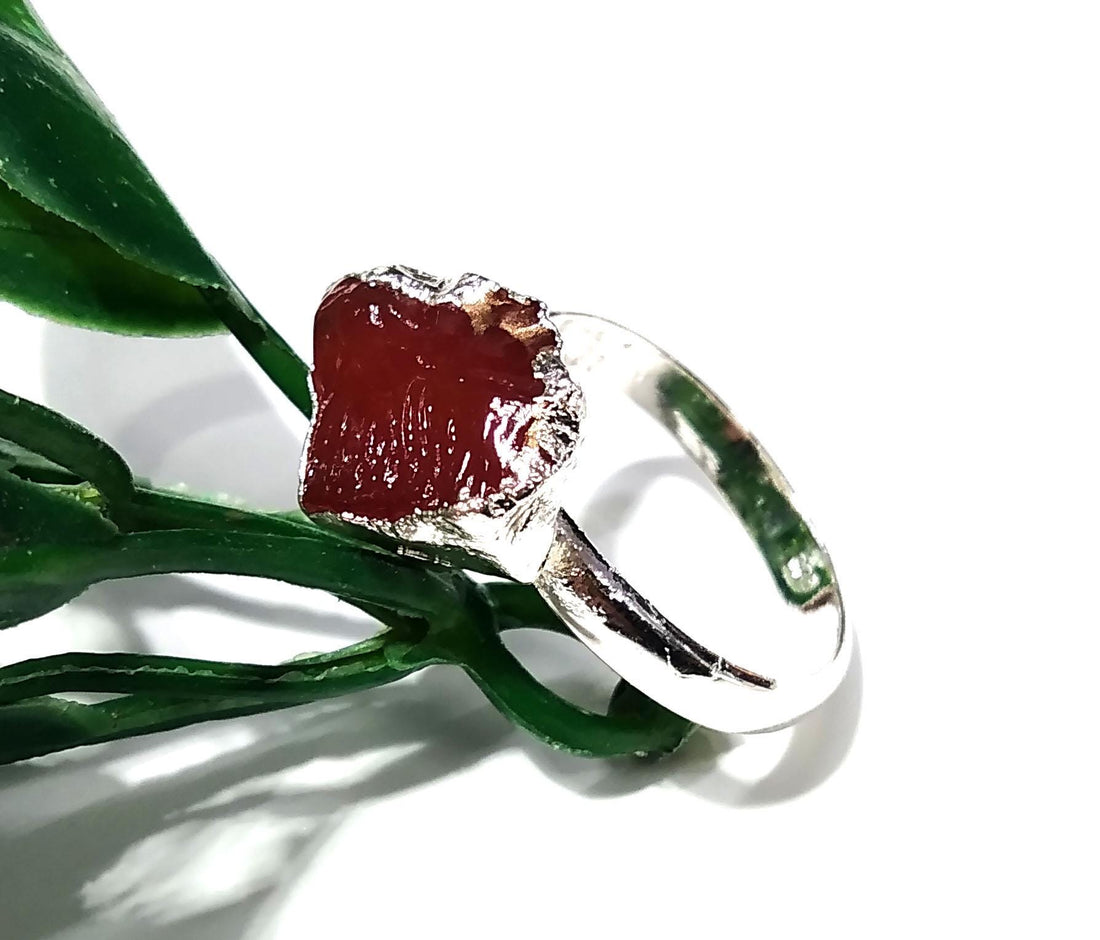 Natural Carnelian Rough Gemstone Ring, Solid 925 Sterling Silver Ring, Carnelian Stone Size 14x11mm Handmade Ring Gift Wedding Ring