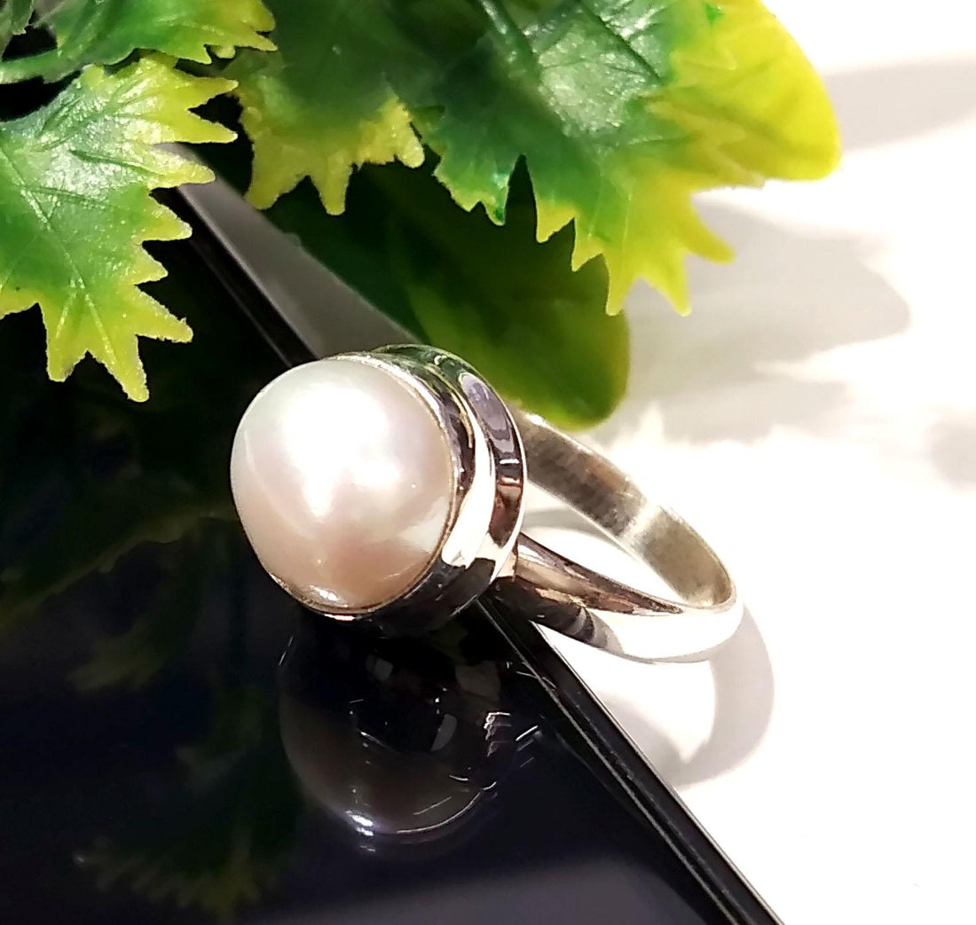 Natural Fresh Water Baroque Pearl Gemstone Ring, Solid 925 Sterling Silver Ring, Top Quality Pearl Stone Handmade Ring, Gift Christmas Ring