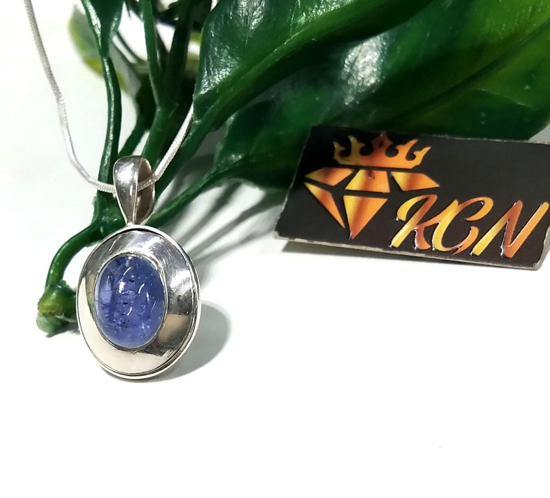 Natural Tanzanite Pendant, 925 Solid Sterling Silver Pendant Necklace, Tanzanite Necklace Chain, Dainty Oval Pendant, Blue Stone Pendant