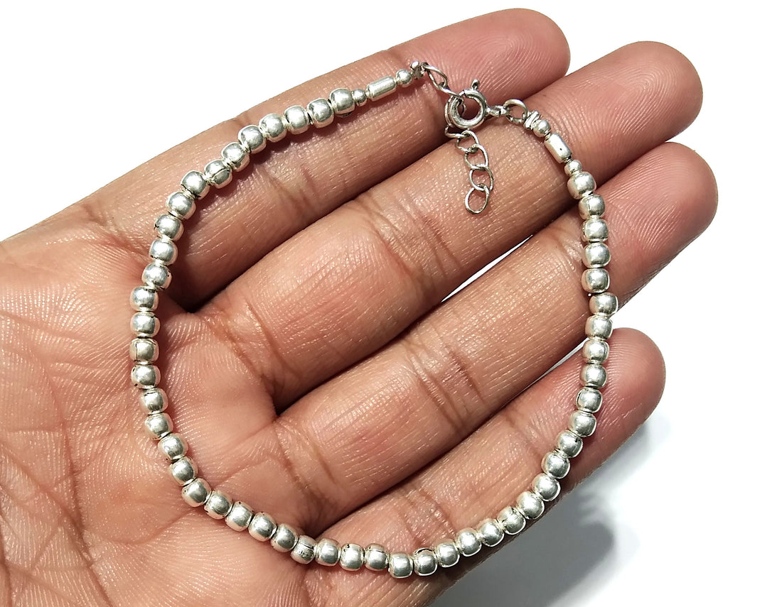 Solid 925 Sterling Silver Bracelet, 3mm Solid Sterling Silver Bracelet, Gift For Men/Women, Handmade Making Silver Bracelet Jewelry