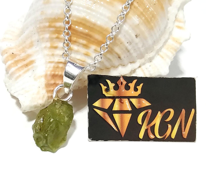 Natural Peridot Rough Gemstone Pendant Chain Necklace, 925 Silver Pendant Necklace, Handmade Pendant, Girls & Women Pendant, Wedding Gift