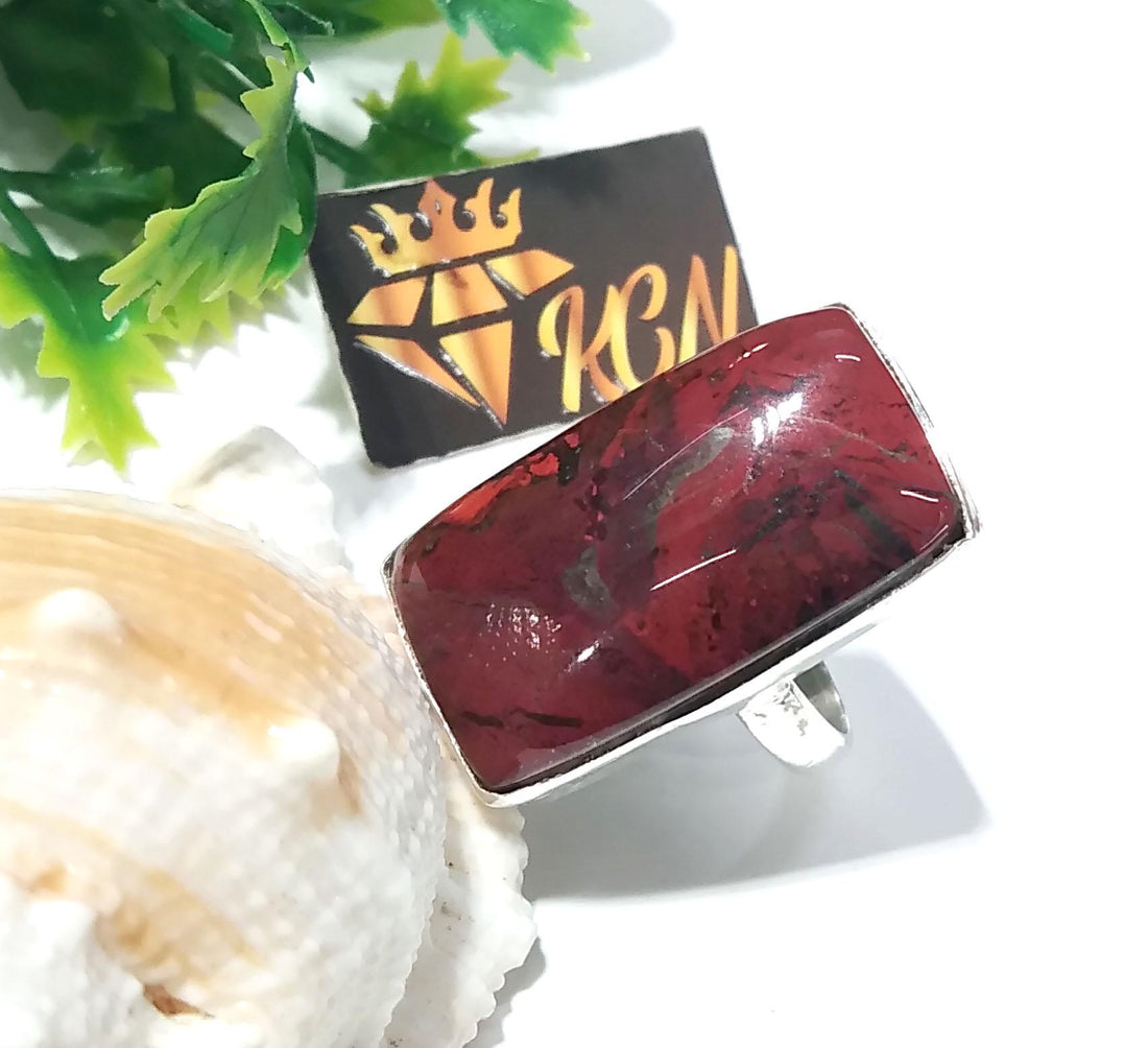 Natural Red Jasper Gemstone Ring, 925 Solid Sterling Silver Ring, Beautiful Jasper Stone Size 27x15mm Handmade Ring, Gift Birthday Ring