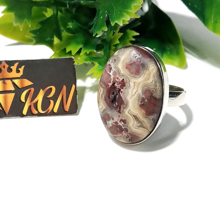 Crazy Lace Agate Gemstone Ring, 925 Sterling Silver Ring, Designer Agate Stone Size 24x17 mm Handmade Ring, Gift For Girls & women.