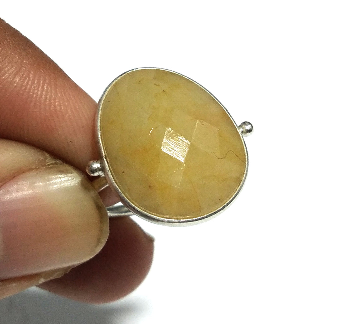 Yellow Sapphire Checker Cut Stone Ring, 925 Starling Silver Ring, Gemstone Size 15x13 mm Natural Yellow Sapphire Stone Gift Birthday Ring