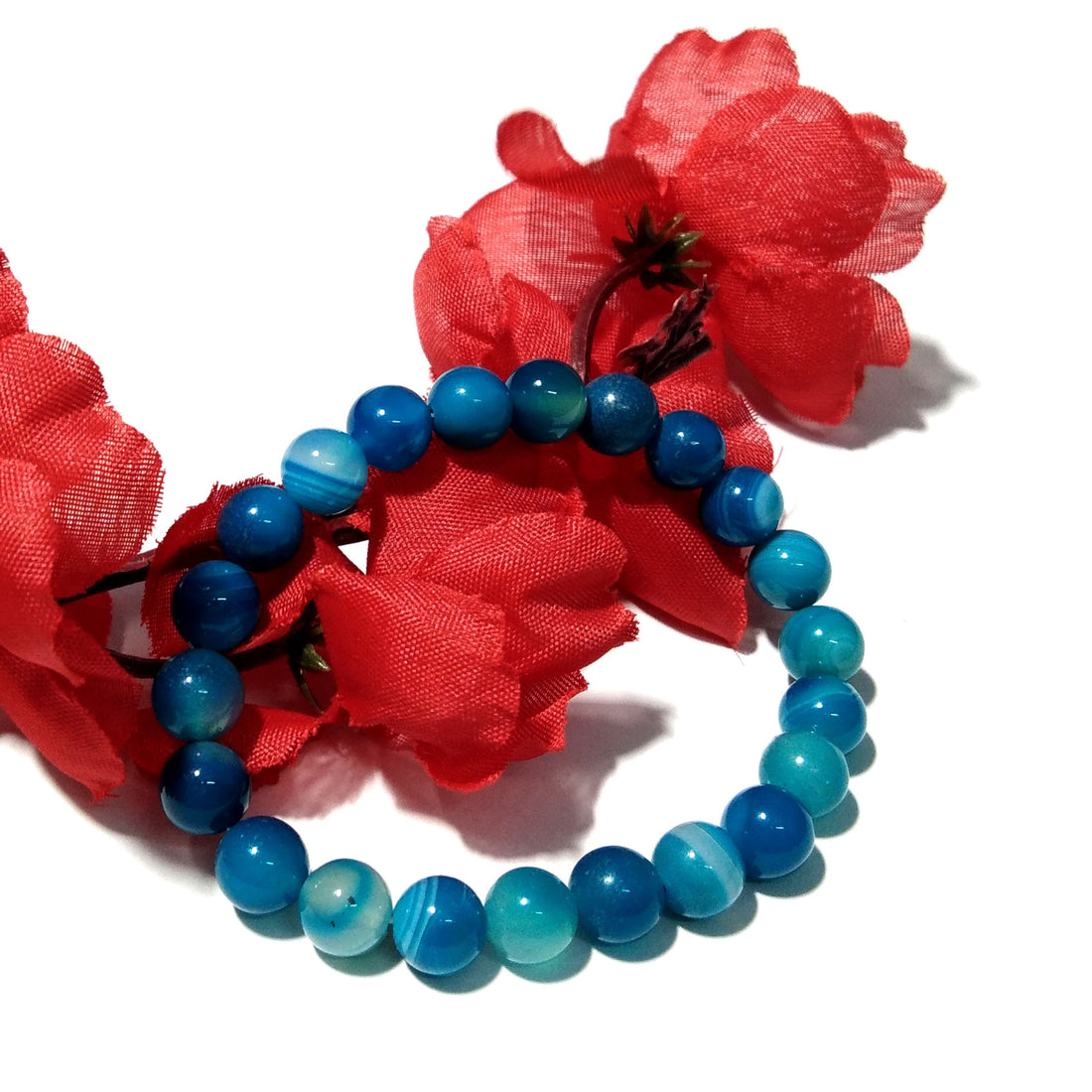 Natural Blue Lace Agate Gemstone Bracelet, Friendship Beads Bracelet, Healing Men & Women Round Bracelet, Size 8x8 mm Gift Bracelet