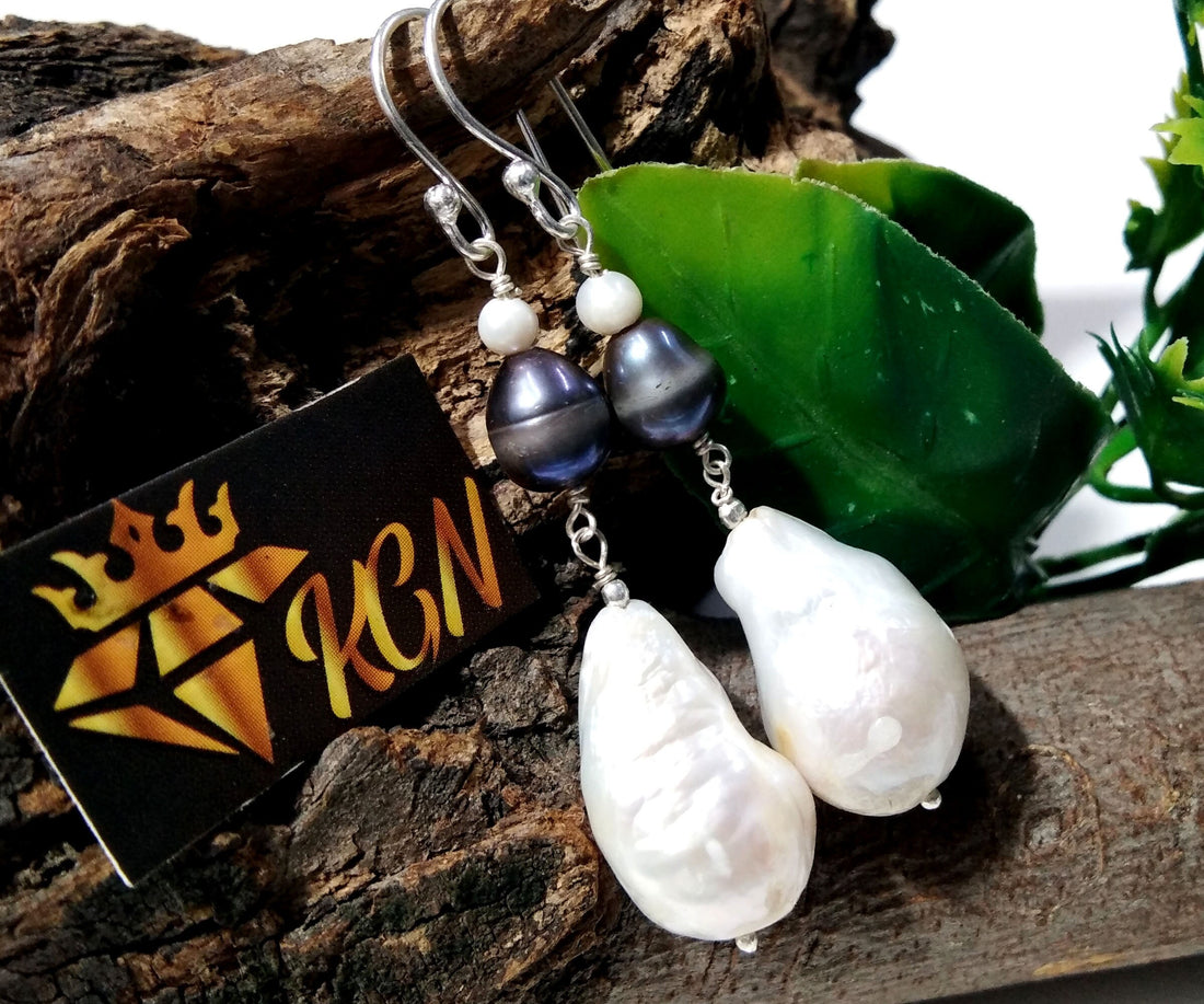 White Natural Baroque Pearl Earring, 925 Sterling Silver Earring, Elegant Pearl Gift, Fine Baroque Pearl Jewelry, Handmade Earring For Women