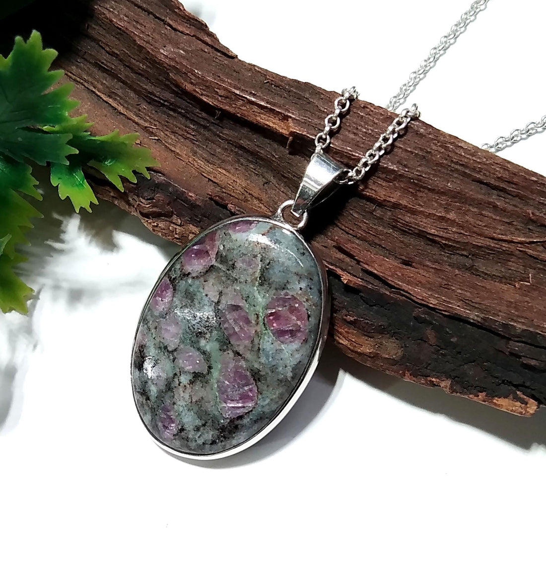 Amazing Ruby Fuchsite Cabochon Pendant, 925 Starling Silver Pendant, Ruby Fuchsite Gemstone Pendant Chain Necklace, Handmade Jewelry Pendant