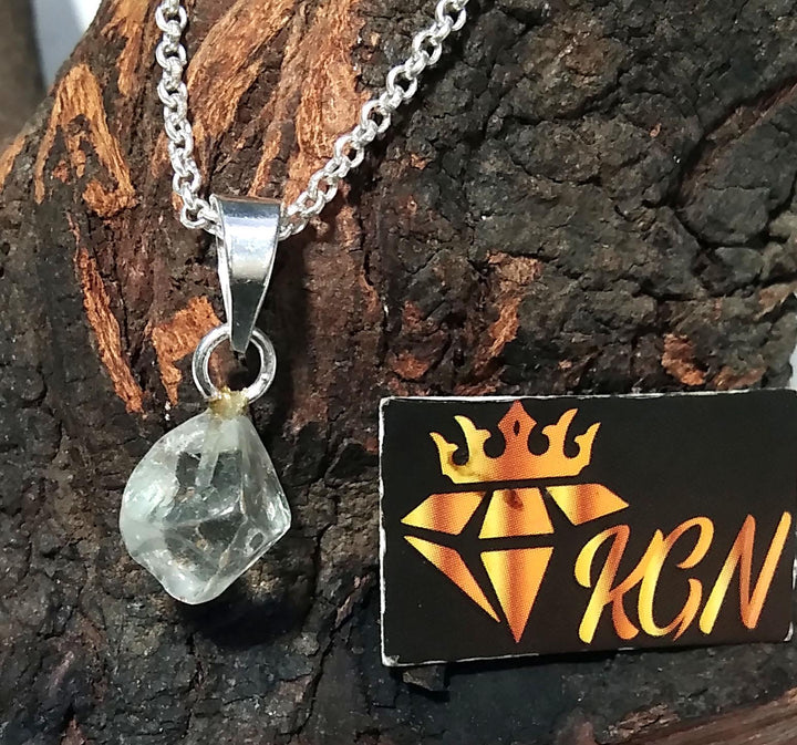 Natural Crystal Quartz Gemstone Rough Pendant, 925 Sterling Silver Jewelry Crystal Quartz Pendant, Rough Chain Necklace Pendant Gift For Her