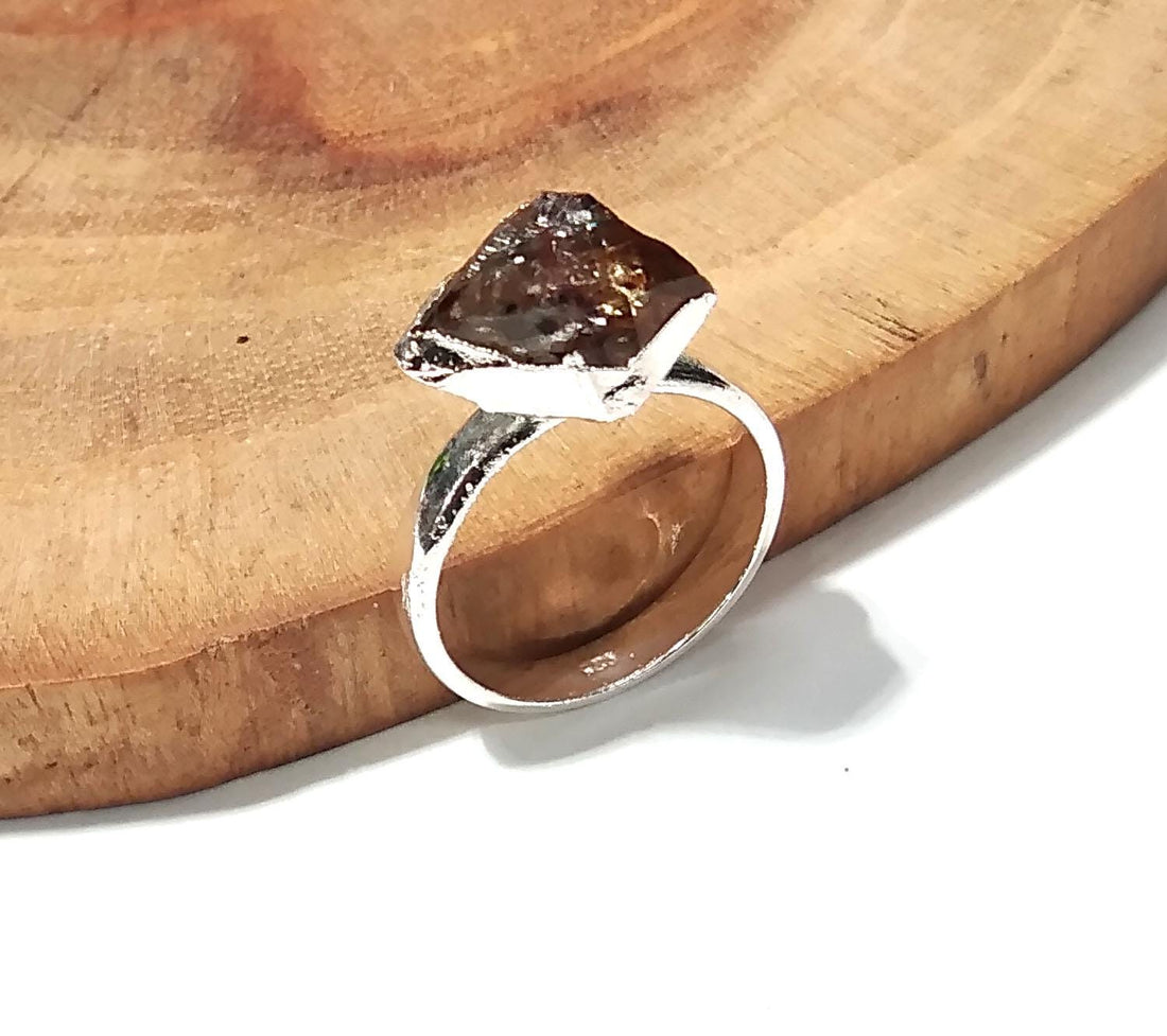 Natural Raw Citrine Rough Gemstone Ring, Solid 925 Sterling Silver Ring, Citrine Stone Size 12x9mm Handmade Ring, Gift Wedding Ring