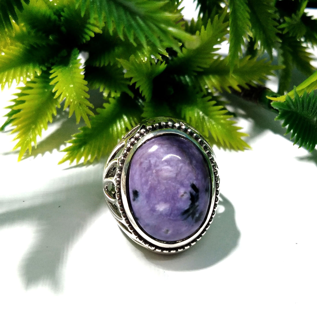 Charoite Cabochon Ring, 925 Sterling Silver Ring, Natural Gemstone Ring, Nice Design Good Making Gift Ring, Very Beautiful Stylish Ring