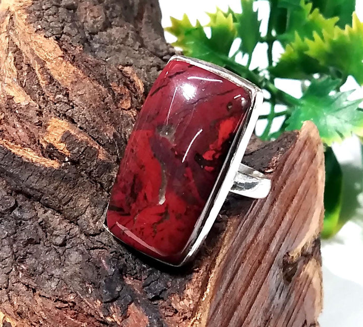 Natural Red Jasper Gemstone Ring, 925 Solid Sterling Silver Ring, Beautiful Jasper Stone Size 27x15mm Handmade Ring, Gift Birthday Ring