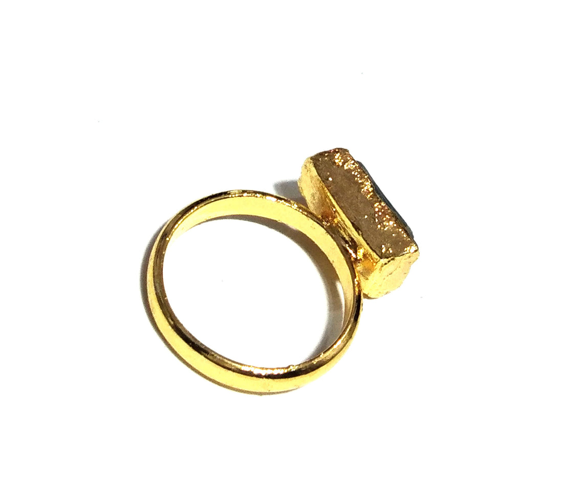 Natural Blue Kyanite Raw Stone Ring, Solid 925 Sterling Silver With Gold Plated Ring, Kyanite Stone Size 9x13mm Handmade Gift Statement Ring