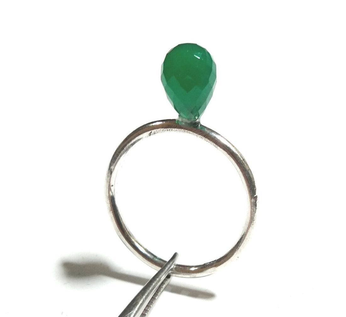 Gemstone Drop Shape Ring, Natural Green Onyx Faceted Ring, 925 Solid Silver Ring Jewelry, Handmade Ring, For Girls & Women.