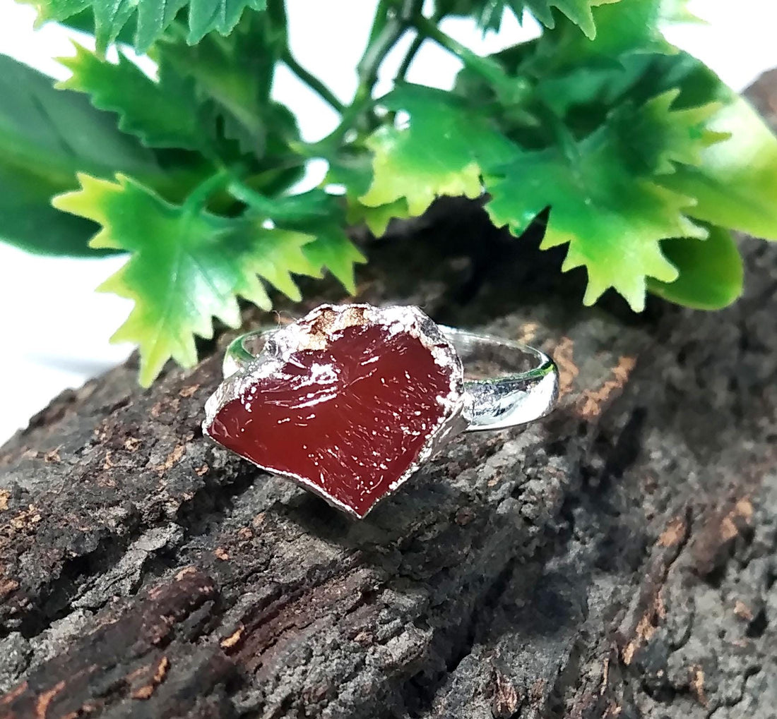 Natural Carnelian Rough Gemstone Ring, Solid 925 Sterling Silver Ring, Carnelian Stone Size 14x11mm Handmade Ring Gift Wedding Ring