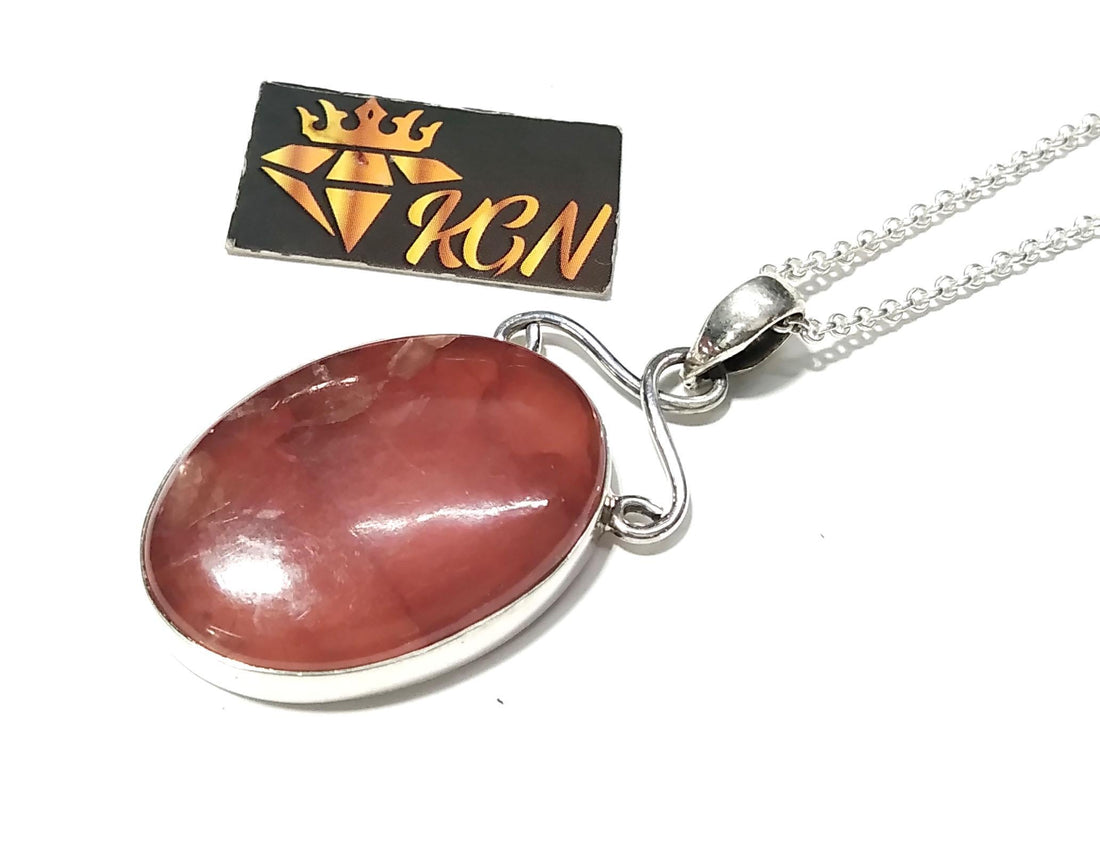 Natural Rhodochrosite Stone Pendant, 925 Starling Silver Pendant, Nice Design Amazing Rhodochrosite Pendant Chain Necklace, Gift For Her