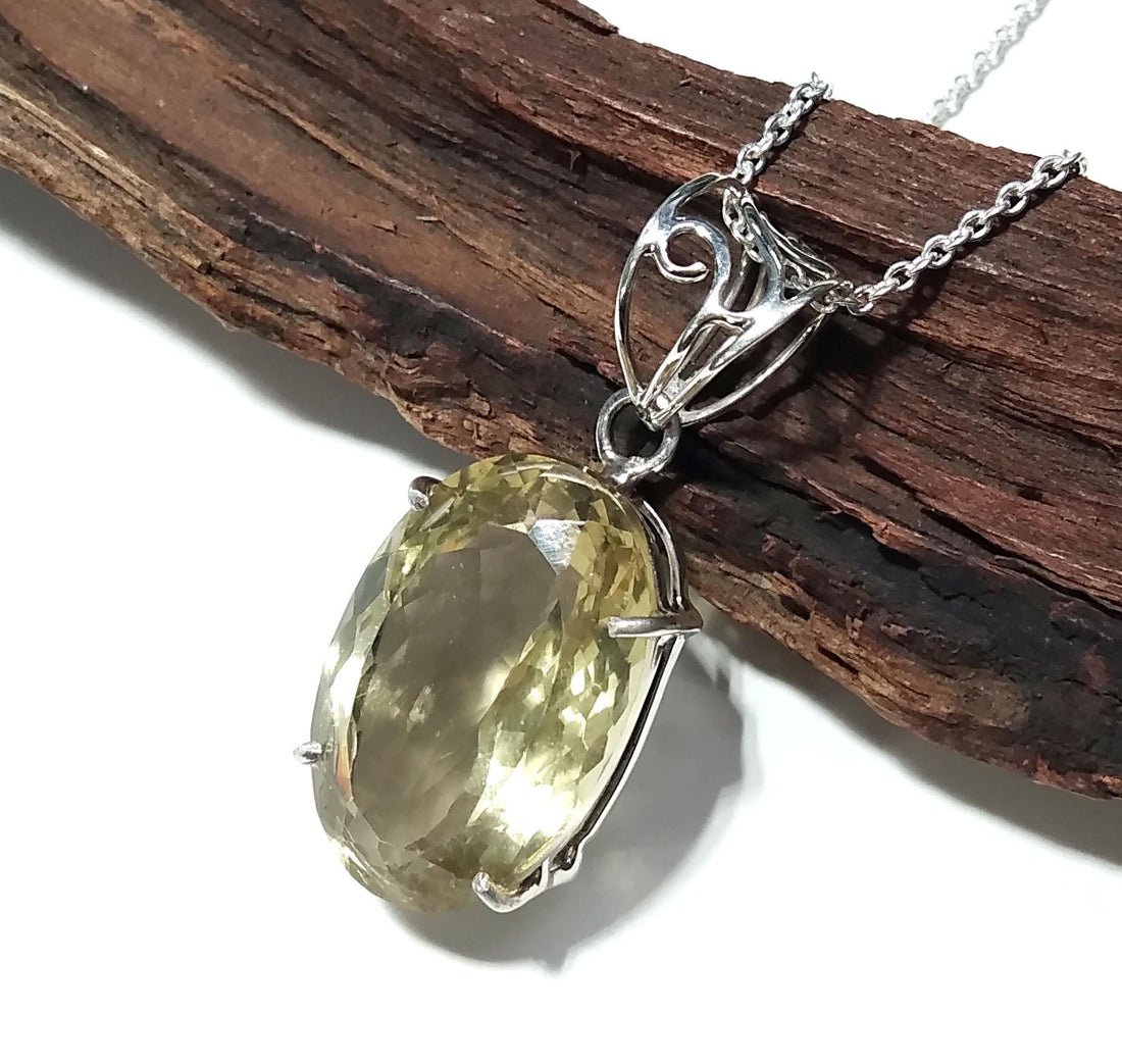 Natural Citrine Gemstone Pendant, 925 Starling Silver Pendant Chain Necklace, Handmade Jewelry Stone Size 26x17 mm Gift Pendant