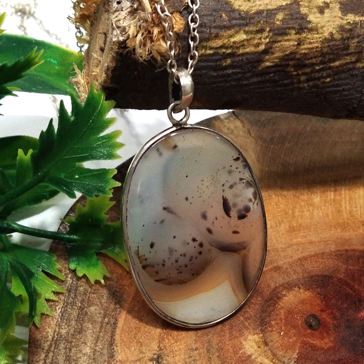 Natural Montana Agate Stone Pendant Necklace Chain, 925 Starling Silver Pendant Necklace, Handmade Jewelry Stone Size 32x23 mm Gift Pendant