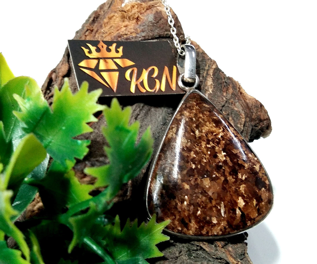 Natural Bronzite Gemstone Pendant, Solid 925 Starling Silver Pendant, AAA+Top Quality Bronzite Stone Pendant, Birthday Gift Pendant Jewelry