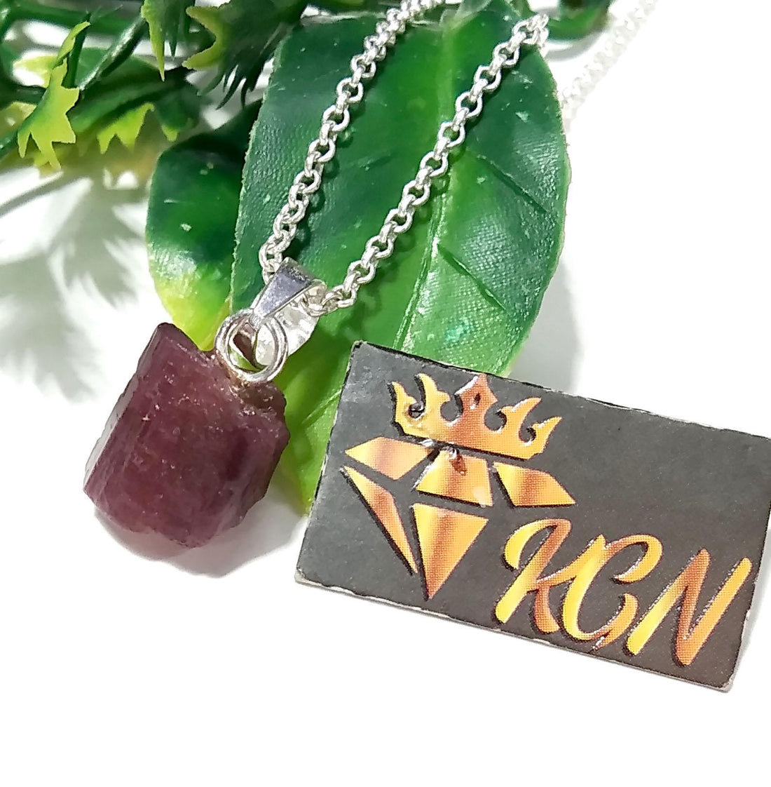 Natural Pink Tourmaline Raw Gemstone Pendant, Solid 925 Starling Silver Pendant Chain Necklace, Jewelry Stone Size 12x11mm Gift Pendant