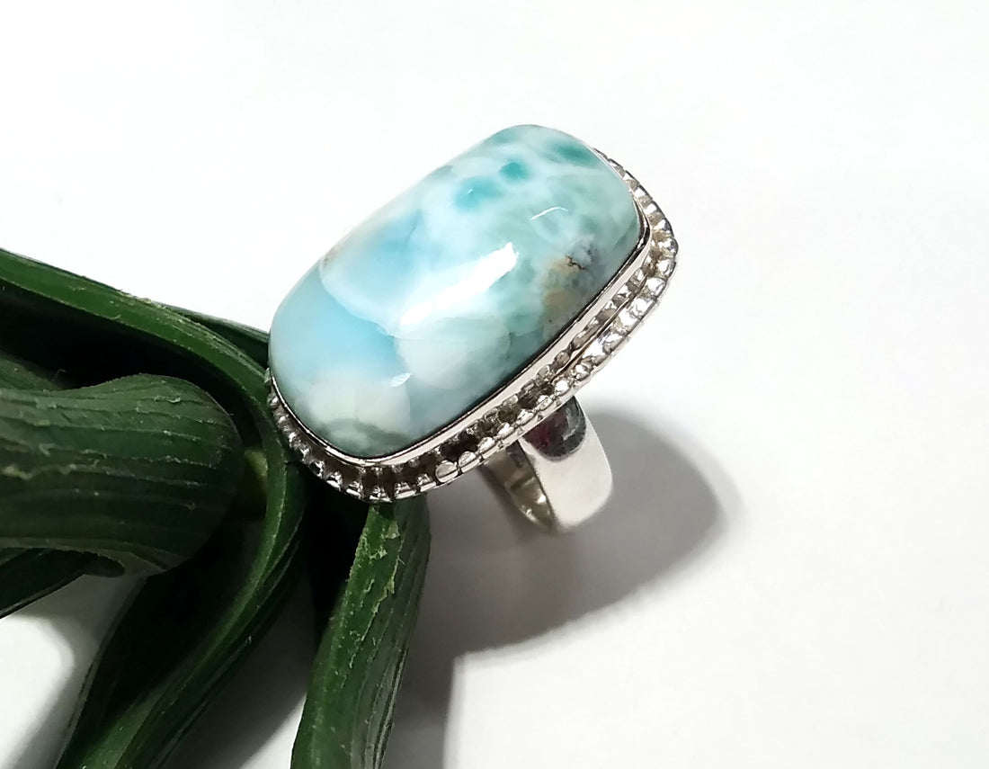 Larimar Gemstone Ring, Solid 925 Starling Silver Ring, Nice Design Good Making Gift Ring, Larimar Stone Ring, For Girls & Women