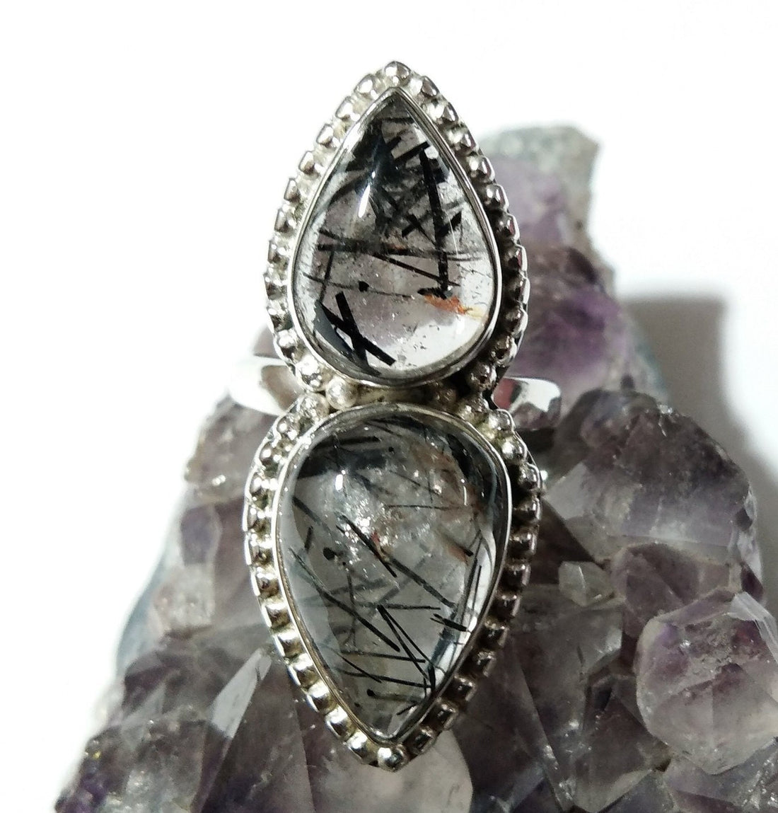 Black Rutile Quartz Gemstone Ring, 925 Starling Silver Ring, Natural Stone Ring, Beautiful Handmade Ring, For Girls/Women Ring Free Shipping