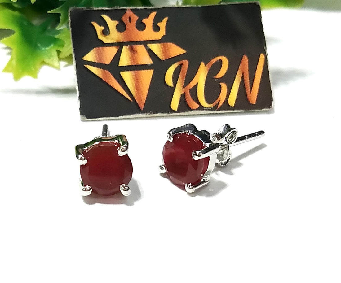Red Onyx Stud Earrings, 925 Solid Sterling Silver Earring, Natural Red Onyx Stud Earring, High Quality Gemstone Studs Earring, Gift For Her