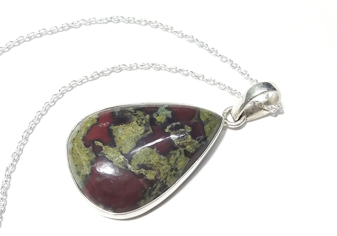 Natural Dragon Blood Jasper Pendant, Solid 925 Sterling Silver, Handmade Jewelry Dragon Blood Jasper Chain Necklace, Gift For Girls & Women.