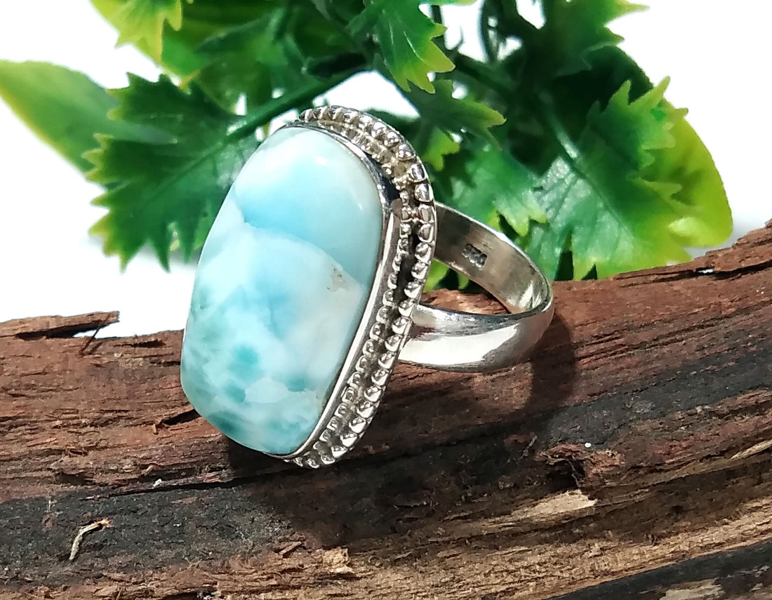 Larimar Gemstone Ring, Solid 925 Starling Silver Ring, Nice Design Good Making Gift Ring, Larimar Stone Ring, For Girls & Women