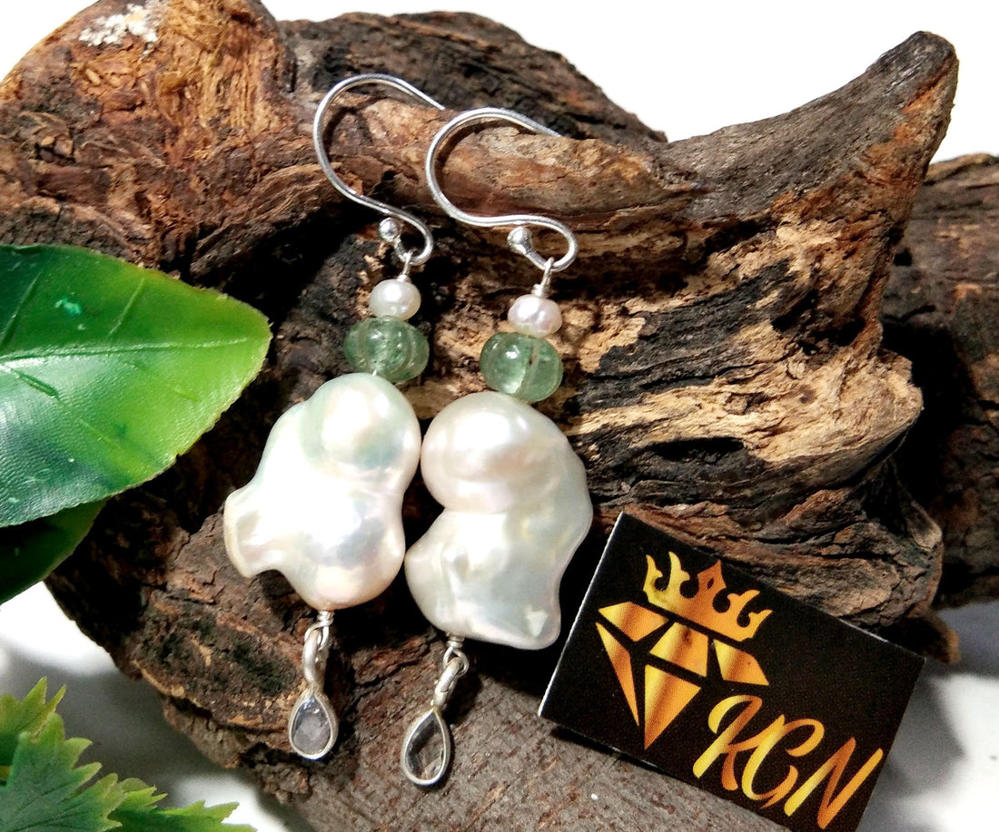 White Natural Baroque Pearl Earring, 925 Sterling Silver Earring, Elegant Pearl Gift, Fine Baroque Pearl Jewelry, Handmade Earring For Women