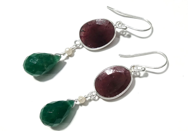 Beautiful Green Onyx & Smoky Quartz Gemstone Earring, Natural Gemstone Faceted With 925 Starling Silver Earring, Handmade Bezel Earring.