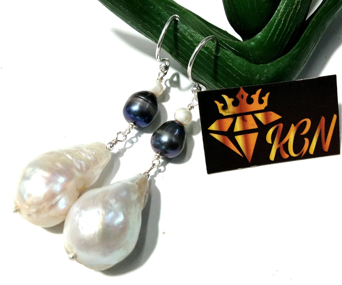 White Natural Baroque Pearl Earring, 925 Sterling Silver Earring, Elegant Pearl Gift, Fine Baroque Pearl Jewelry, Handmade Earring For Women