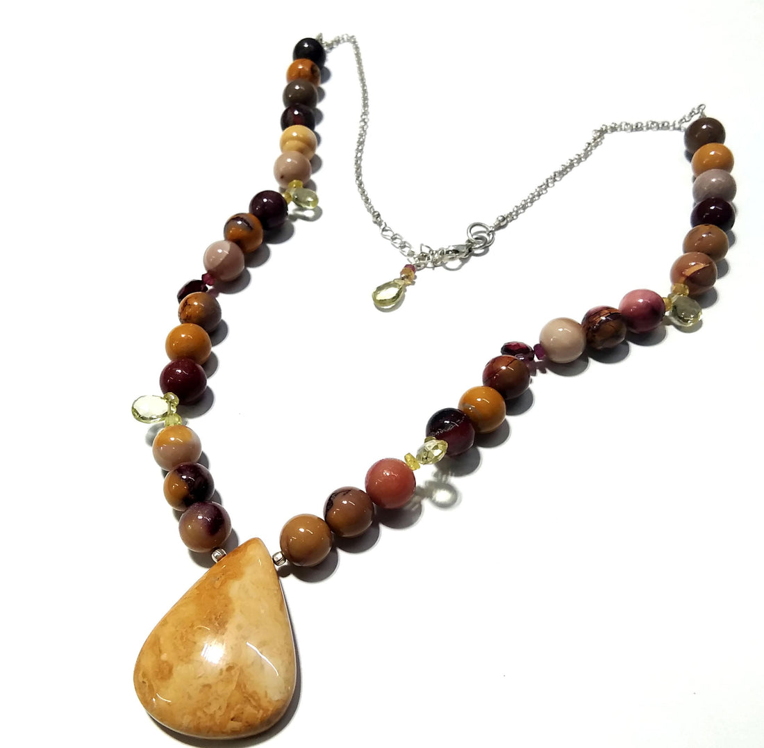 Very Good Natural Mookaite/Lemon Quartz Stone Beads Necklace Set Jewelry, 925 Sterling Silver Necklace Beaded Necklace Statement For Gift