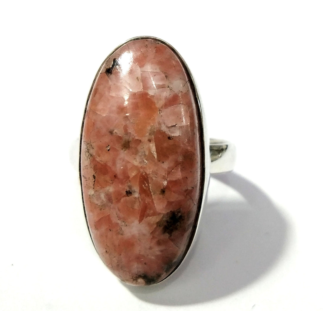 Rhodochrosite Cabochon Ring, Solid 925 Sterling Silver Ring, Natural Gemstone Rhodochrosite Size 27x13 MM Shape Oval Ring, Handmade Ring.