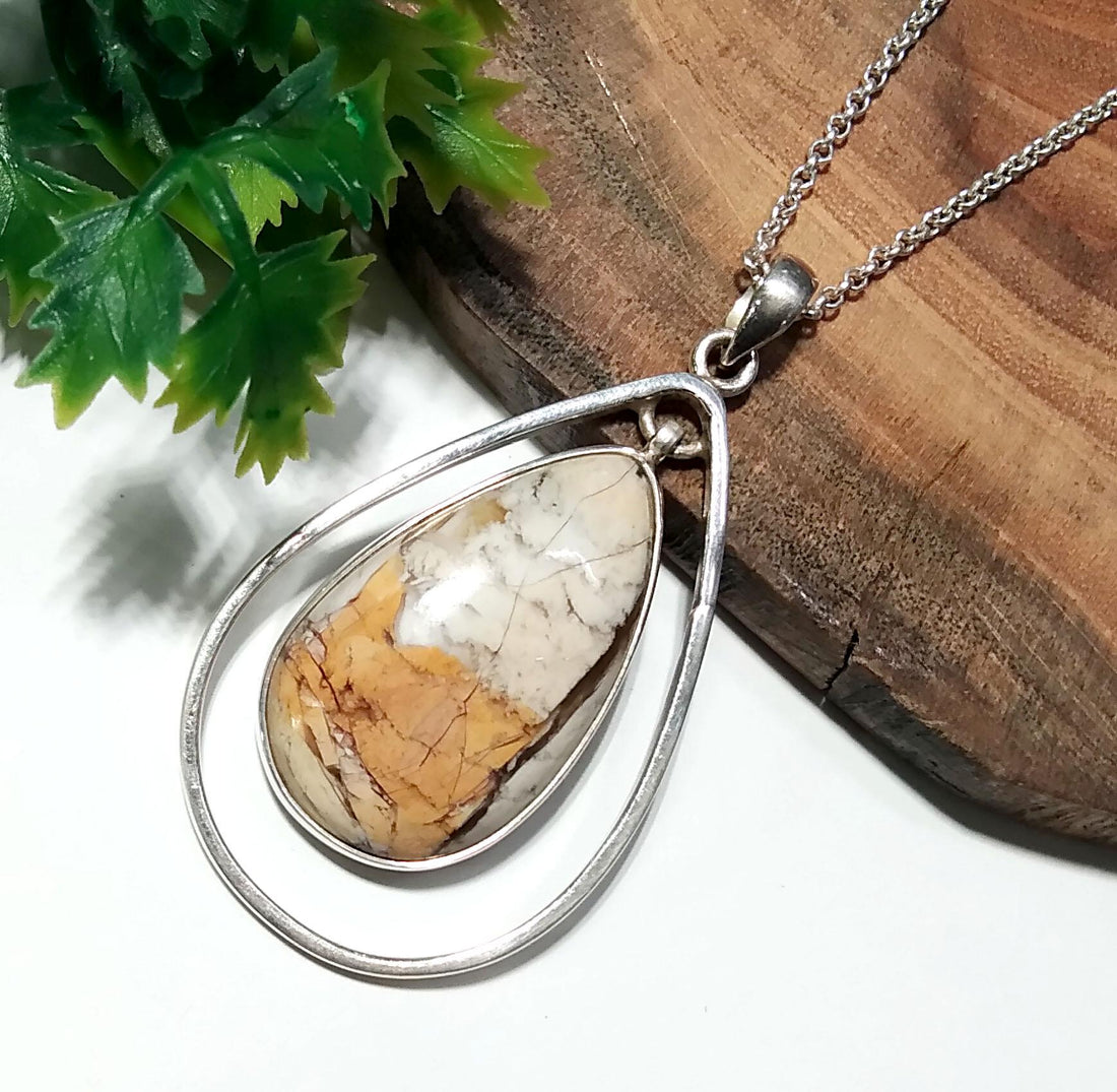 Natural Brecciated Mookaite Gemstone Pendant Chain Necklace, 925 Sterling Silver Pendant, Amazing Color Nice Design Pendant, Gift For Her